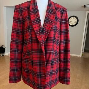 Boden Red and Black Plaid Blazer